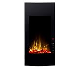 GLOW FIRE Elektrokamin mit Heizung und Kaminfeuer (Wandkamin Uranus) - elektrischer Kamin mit LED-Licht, Heizlüfter, Deko & Fernbedienung - zum Aufhängen an der Wand, max. 1500 W - schwarz, 41x81 cm