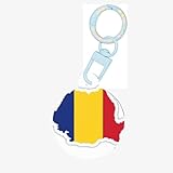 Rumänien-Flagge, Kartendruck, rund, Acryl, Haustiermarke, Hundehals-Anhänger für Haustiere, runde Hunde- und Katzenhalsband-Namensschilder