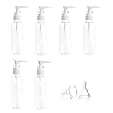 Kunststoff Pumpflasche,Transparente Airless Pumpflasche,Spenderflasche Kunststoff 6PC Transparente Reise Flaschen 100ml Seifenspender mit 2 Trichter für Kosmetische Lotion für Reisen