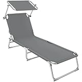 tectake Liegestuhl Garten mit Sonnenschutz, Gartenliege...