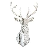 Spiegelfliesen Wandspiegel Selbstklebend Hirsch Spiegel Wandaufkleber 3D Acryl Wandaufkleber Kunst Spiegel DIY Deko Wandtattoo für Zuhause Wohnzimmer Schlafzimmer Wandbild Sofa TV Hintergrund 72*43cm