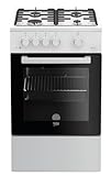 Beko FSG52010FW Freistehender Gasherd, Gasbackofen mit...