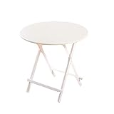 Tragbarer runder Garten-Klapptisch, klein, 70 x 74 cm, für den Außenbereich, Terrassenmöbel, Weiß