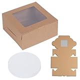 SPORWAY 5 Stück Cake Kraftpapier Geschenkbox: Cake Box mit Unterlagen, Weiße Einweg Tortenbox, 10*10*5 inch Kuchenbox, Tortenschachtel mit Tortenbrett Tortenkarton, Cake Boxes für Geburtstag Dessert