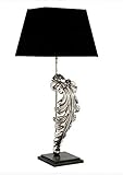 Casa Padrino Designer Hockerleuchte Silber/Schwarz Höhe 77 cm, Breite 35 cm, Tiefe 17 cm Luxus Qualität - Leuchte Lampe