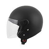MTR DX2 Jethelm mit Visier, ECE Zertifiziert - Maximale Sicherheit, Ideal als Mopedhelm, Rollerhelm & Vespahelm, Robuster & Komfortabler Motorradhelm, Jethelm Schwarz in M