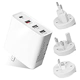 ARCELI Reiseadapter USB Travel Adapter Universal 48W 3A Auto-ID Reiseadapter Weltweit, mit 4 USB Universal Port und EU/USA/UK England/AUS/DE Reisestecker usw, für iPhone, iPad, Android, Tablets