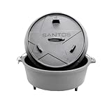 SANTOS Dutch Oven mit Deckel - Schmortopf für Außenküche - 11L/12Qt. Feuertopf mit Füßen - Safe Stand - Gusseisen - ideal für Lagerfeuer, Feuerstelle oder Grill