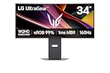 LG Ultragear 34G600A-B Gaming-Monitor, 34', UWQHD (3440x1440), 160Hz, 1ms MBR, HDR10, AMD FreeSync Premium, VA, Curved 1800R, 2X HDMI 2.0, Lautsprecher, Schwarz