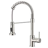 FORIOUS Wasserhahn Küche, Hoher Bogen Hochdruck Küchenarmatur mit Herunterziehen Brause Armatur, Mischbatterie Spültischarmatur Küchenarmaturen, 360° Schwenkbar Zwei Sprühfunktionen, Edelstahl