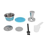 Wiederverwendbarer Kaffeekapsel-Filterbecher, nachfüllbares Kaffeekapsel-Set, Edelstahl-Kaffeekapselfilter mit Pulverabdeckung und Tamper, langlebiger Kaffeetropfer für Maschinen (Blau)