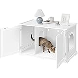 Yaheetech Katzenschrank 95 × 50 × 56 cm Katzenklo katzentoilette XXL mit großem Stauraum, Katzenhaus mit Einzeltür Katzenmöbel Haustier Hunde, Weiß