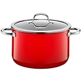 Silit Passion Red Kochtopf groß 24cm, Glasdeckel, Fleischtopf Induktion 6,4l, Silargan Funktionskeramik, rot