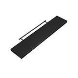 Casaria® Wandregal Schwarz mit Halterung 50-110cm Schwebend 15kg Tragkraft Küche Wohnzimmer Büro Bad Flur Schweberegal Regalbrett Hängeregal Matt 50cm