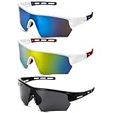 Zuimei Polarisierte Sport-Sonnenbrille, modisch, winddicht, UV400-Schutz, leichte Sonnenbrille, Outdoor-Brille für Fahrrad, Motorrad, Fahren, Angeln, Wandern, 3 Stück, Mehrfarbig, Einheitsgröße