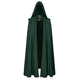 Gyaimxfu Halloween Umhang 2024 mit Kapuze Mittelalter Umhang Kapuzenumhang Schwarz Vampir Kostüm Cape Kostüm Vampir Umhang Jedi Mantel Darth Vader Umhang für Erwachsene Unisex