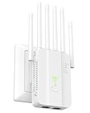 WLAN Verstärker, 1200Mbit/s WLAN Repeater, 6 Antennen Dualband 5GHz + 2.4GHz, WiFi Verstärker mit LAN Ethernet Anschluss, Internet Verstärker mit Allen Geräten, WiFi Range Extender Mit LAN/WAN Port