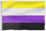 PHENO FLAGS Nicht-Binär Flagge 90x150cm - wetterbeständige Pride Fahne mit Messingösen, 100% Polyester, robuste Doppelnaht & in lebendigen Farben - ideal für Flaggen-Liebhaber