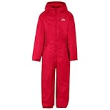 Trespass Dripdrop, Signal Red, 7/8, Wasserdichter Regenanzug mit Kapuze für Babys / Kleinkinder / Säuglinge / Unisex / Mädchen und Jungen 6-24 Monate, 7-8 Jahre, Rot