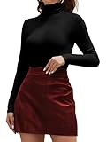 Joyshaper Langarmshirt Damen Rollkragen Shirts Langarm Stehkragen Oberteile Basic Tshirt Longsleeve Tops Unterziehshirt Schwarz,L