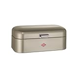 Wesco Grandy Brotkasten in der Farbe neusilber, pulverbeschichtetes Stahlblech, Lüftungslöcher und stabiler Handgriff