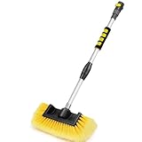 Anyyion 130 cm Autowaschbürste mit 25.4 cm weichen Borsten, EIN-/Ausschalter für Auto, LKW, Boot, Waschbürste, perfekt für die Reinigung von Hausverkleidung, Autos, LKWs, Wohnmobil, Böden und mehr