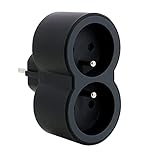Articles-QUINCAILLERIE Biplite FB 2 x 2 P+T Standard Frontsteckdosen schwarz, Unbekannt, one Size