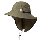 TOP-EX XL/XXL Wasserdicht Sonnenhut Herren Breite Krempe Sonnenschutz Mütze Outdoor Trekking Hut mit Nackenschutz Safari Sommer Mütze Faltbar 94599_Armeegrün XL/XXL