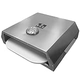 SOUK ONE Pizzabox Pizzaofen aus Edelstahl – Pizzastein für Gasgrill & Holzkohlegrill – Pizzaaufsatz für BBQ – Perfekte Steinofen-Pizza wie beim Italiener – Integriertes Thermometer