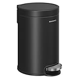 SONGMICS Kosmetikeimer, 3 Liter, Mülleimer Bad, mit Softclose-Deckel, Tretmülleimer, Stahl, für kleine Räume, tintenschwarz LTB013BZ01