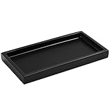 Luxspire Badezimmertablett, Harz Schminktisch Tablett Organizer Deko Rechteckige Bad Schmuckaufbewahrung Servierbrett Mini Schale für Gewebe, Kerzen, Handtuch, Kleine Kosmetisch Pflanze - Schwarz