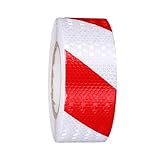 Jortmrd Reflektorband Rot Weiß Reflexionsband Selbstklebend 10m x 5cm Reflektierendes Klebeband Warnband Wasserdicht Warnklebeband Warnmarkierung für Sicherheit Warnung