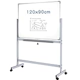 Doppelseitiges Magnetisches Drehbares Mobiles Whiteboard mit Ständer & Rädern, 120x90 cm