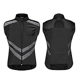 MODRYER Reflektierend Fahrradweste Herren Leichte Softshell Weste Winddicht Atmungsaktiv Laufweste Ärmellose Jacke Für Radfahren Softshell Windweste Warnweste,Black-L