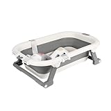 Homewell XXL-Baby-Badewanne, faltbar, Reisebadewanne, Kinderbadewanne mit Badematte in Koala-Form und integriertem Thermometer, Babygeschenk, tragbar, 0-3 Jahre, 80 x 50 x 22 cm (Grau)