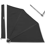 KDR Balkonfächer 120x120 cm Anthrazit – Wind- & Sichtschutz für Balkon & Terrasse – Markise mit UV-beständigem Polyester – Klappbar mit Wandhalterung, Schutzhülle & Montagezubehör