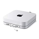 SATECHI USB-C Hub, Aluminium Stand & Hub, USB-C Datenport, Micro/SD-Kartenleser, USB 3.0 Port & Kopfhöreranschluss, für Mac mini M2, M1, Mac Studio, Mac mini 2020 & 2018 (Silber)