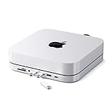 SATECHI USB-C Hub - Type-C Aluminum Stand & - Data Port, Micro/SD Card Readers, USB 3.0 & Headphone Jack Port - for M2/ M1 Mac Mini, Studio, 2020 & 2018 (Silver)