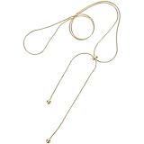 PACKOVE Damen Halskette aus Titanstahl Verstellbare Kette mit Perlenanhänger Modischer Schmuck für Party Leichtes Design Vielseitig Kombinierbar Goldfarben