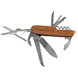 Geschenkissimo Taschenmesser klein mit Gravur in Holz - Optik - Klappmesser, Allzweckmesser, Outdoor Messer für Camping und Survival, Geschenkidee Gadget - personalisiert