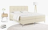 MKS MEBLE Boxspringbett - Doppelbett mit Multipocket-Matratze - Modern Bett - Praktisch Polsterbett mit Kopfstütze - Deko Bed Rinaldi 140x200cm - H3 Creme Soft