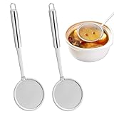 2 Stücke Schaumkelle Edelstahl, 10 cm Schaumlöffel Klein, Sieb Fein Siebkelle Abseihlöffel, Küchenkelle aus Drahtnetz mit Griff, Sieblöffel Filterlöffel Küchensieb Klein für Fett, Rückstände, Schaum