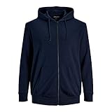 JACK & JONES Herren Hoodie Kapuzenpullover JJEBASIC ZIP - Regular Fit Plussize, Größe:5XL, Farbe:Navy Blazer 12182493