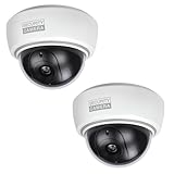 BASI | 2er Set Dome Kamera-Attrappe mit blinkendem LED-Licht | Dummy Kamera | Objektiv Überwachungskamera für den Innen- und geschützten Außenbereich | Wand- Deckenmontage | Weiß | CCTV