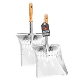 Lantelme 2 Stück Metall Kehrschaufel Set mit Holzgriff 22cm Arbeitsbreite | Robuste Metallschaufel für Werkstatt Haushalt und Garten | Schaufel Ideal als Kaminschaufel Ofenschaufel Glut Ascheschaufel