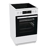 Gorenje GECS5C 60 WPA Elektro-Standherd mit Glaskeramik-Kochfeld / 50cm / 70 Liter/GentleClose/Schnellaufheizung/AirFry/ExtraSteam/Teleskopauszüge/AquaClean/weiß, 740538, 70L