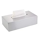 axentia Kosmetiktücherbox-Box für Kosmetiktücher-Taschentuchbox-Kosmetikbox als Spender oder Halter-Taschentuchspender mit Wandmontage-Tücherbox, Edelstahl, Silber, 24.5 x 13 x 7 cm