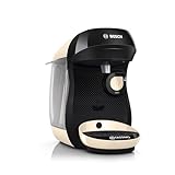 Bosch Tassimo happy friendly Kapselmaschine TAS107E, über 70 Getränke, geeignet für alle Tassen, Abschaltautomatik, nachhaltig, perfekt dosiert, platzsparend, 1400 W, creme/schwarz