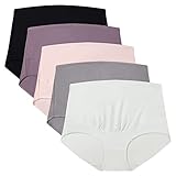 Mama Cotton Women's Over The Bump Maternity Panties High Waist Full Coverage Pregnancy Underwear (Multicolor D 5 Pack, Size-M)