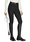 WILLIT Reitleggings Damen Reithose Silikon Vollbesatz High Waist Stretch Reithose mit Reißverschlusstasche Gürtelschlaufen Schwarz M